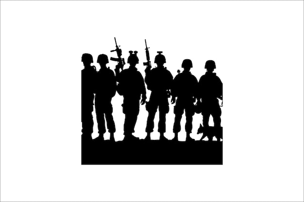 Vector silhouettes of army combat soldiers soldiers vector bundle silhouette veteran soldier vector