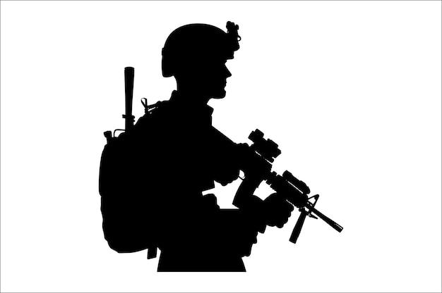 Vector silhouettes of army combat soldiers soldiers vector bundle silhouette veteran soldier vector