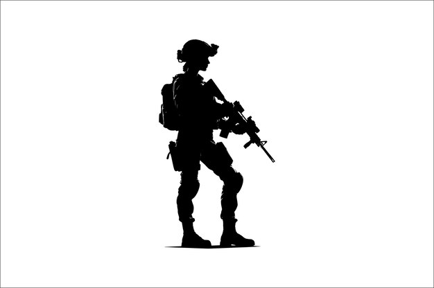 Vector silhouettes of army combat soldiers soldiers vector bundle silhouette veteran soldier vector