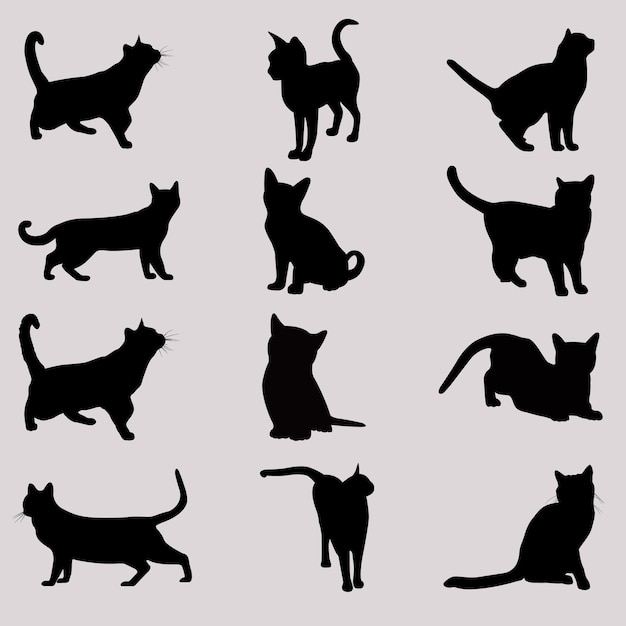 Silhouettes of cat collection