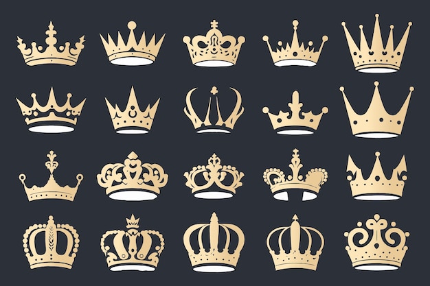 Silhouettes crowns set Illustration vector design collection