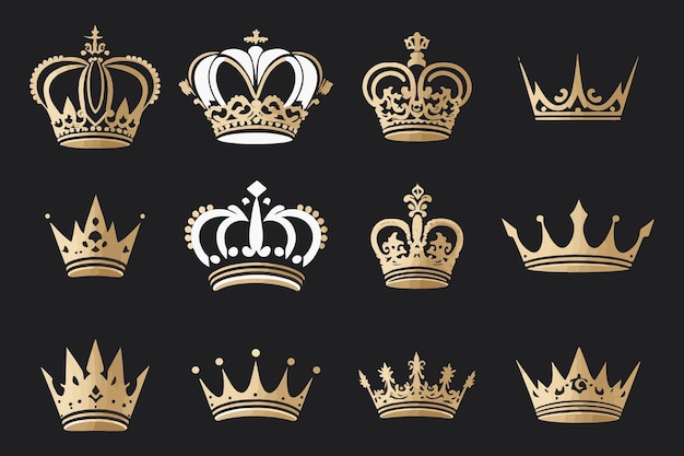 Silhouettes crowns set Illustration vector design collection