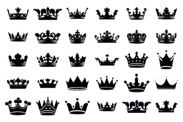 Silhouettes crowns set Illustration vector design collection