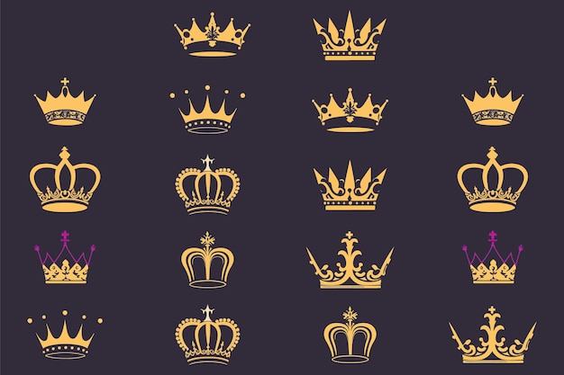 Silhouettes crowns set Illustration vector design collection