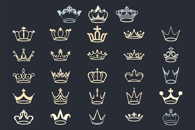 Silhouettes crowns set Illustration vector design collection