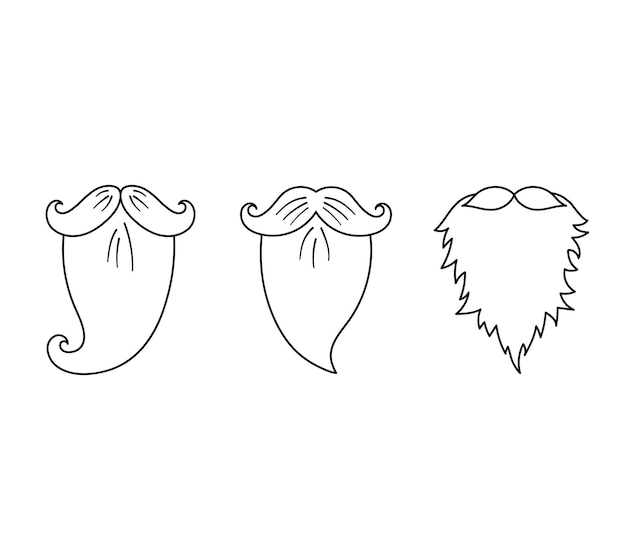 Silhouettes of different types of dwarf beards Vector simple illustration isolated on white