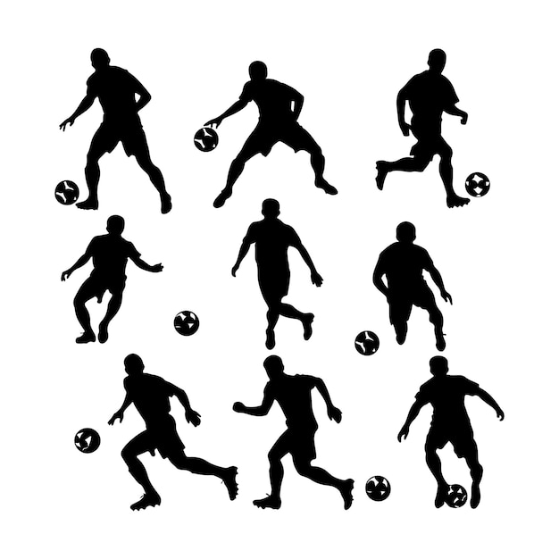 Silhouettes of football players vector art illustration