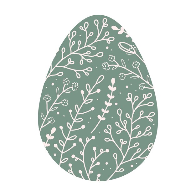 Vector silhouettes green easter eggs with spring floral  illustration minimalistic easter eggs vector