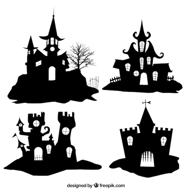 Silhouettes of halloween houses