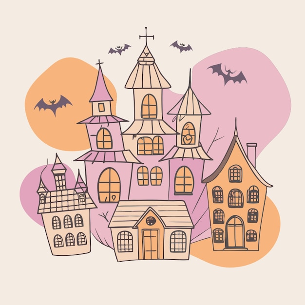 silhouettes of haunted houses to place in windows vector illustration line circuit