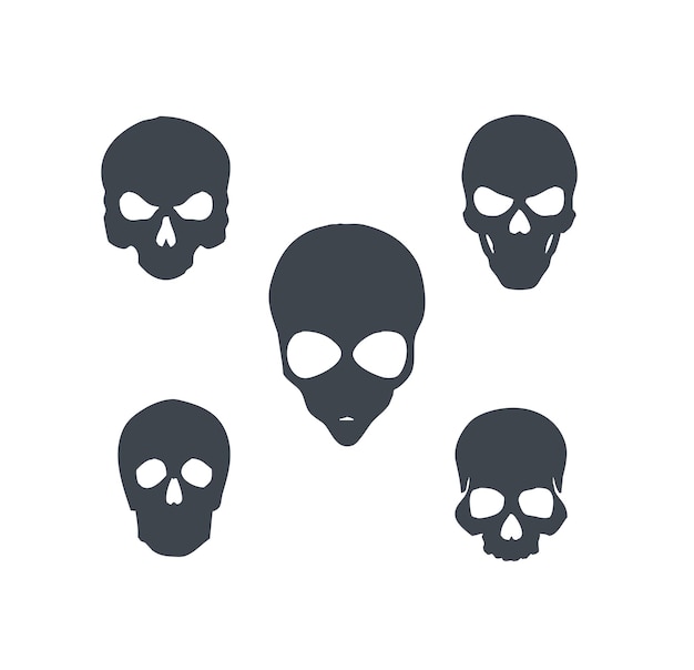 Silhouettes Human and alien skulls