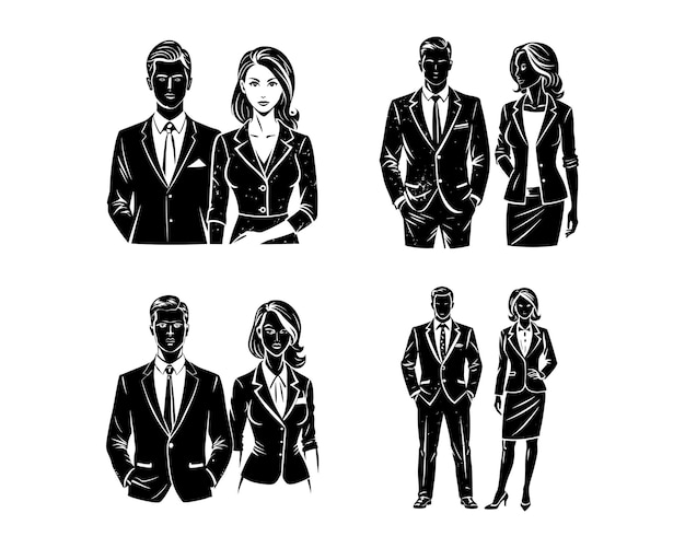 Vector silhouettes man and woman couple business people ai generated