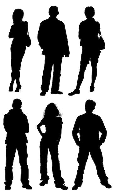 Silhouettes man women girl and boys