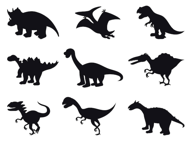 Silhouettes premium vector template cartoon dinosaurs