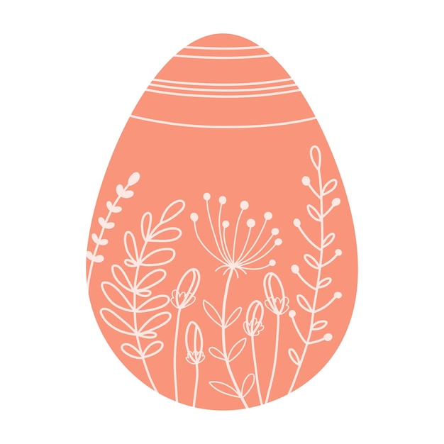 Vector silhouettes red easter eggs with spring floral  illustration minimalistic easter eggs vector