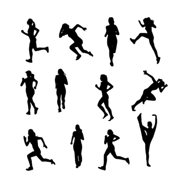 Silhouettes of runner set