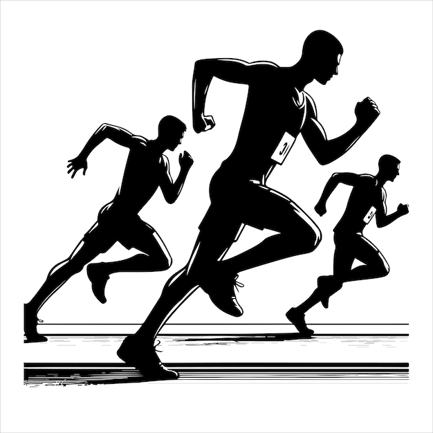 silhouettes runners on sprint men vector black in color