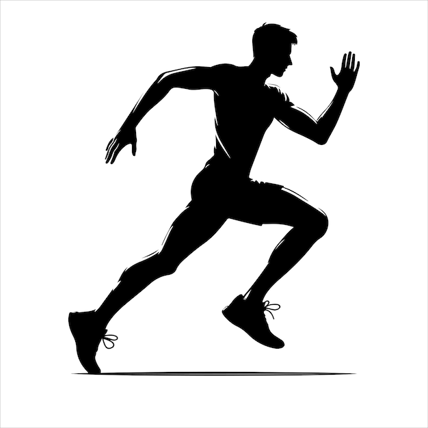 Silhouettes runners on sprint men vector Black silhouettes runners sprint men on white background