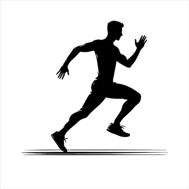 Silhouettes runners on sprint men vector Black silhouettes runners sprint men on white background