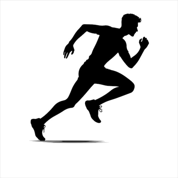 Silhouettes runners on sprint men vector Black silhouettes runners sprint men on white background