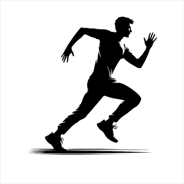 Silhouettes runners on sprint men vector Black silhouettes runners sprint men on white background