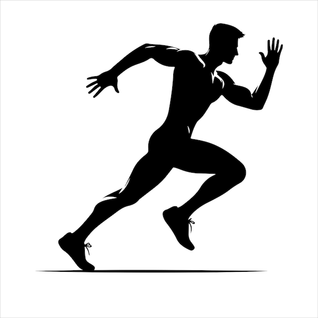 Silhouettes runners on sprint men vector Black silhouettes runners sprint men on white background