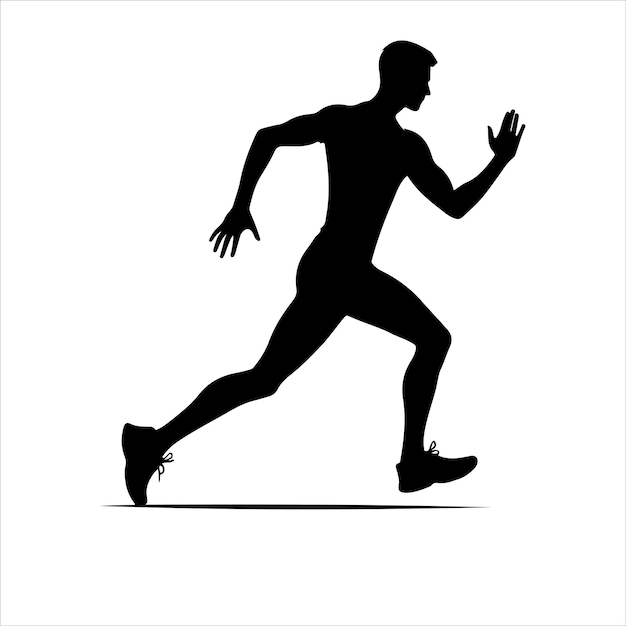 Silhouettes runners on sprint men vector Black silhouettes runners sprint men on white background