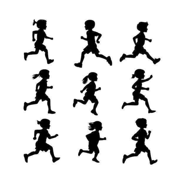 Vector silhouettes of a running children vector illustration silhouettes of a running children vector