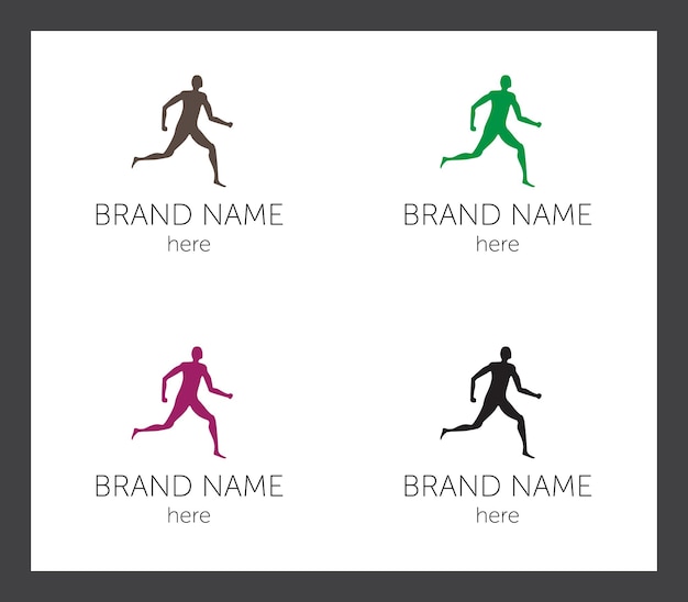 Silhouettes of running man in different colors for company logo