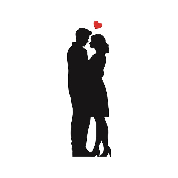 Vector silhouettes set of romantic couple isolated on white background