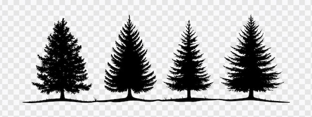 Vector silhouettes of trees on a transparent background