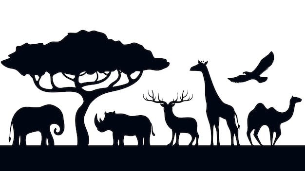 Silhouettes of wild animals