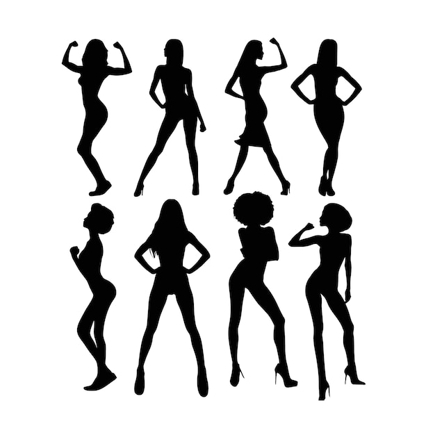 Silhouettes of women in powerful and confident poses