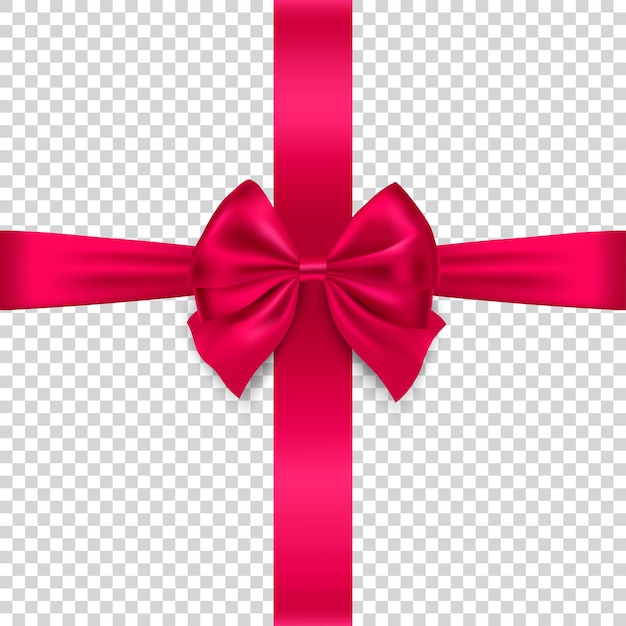 Silk red bow and ribbon isolated on transparent background