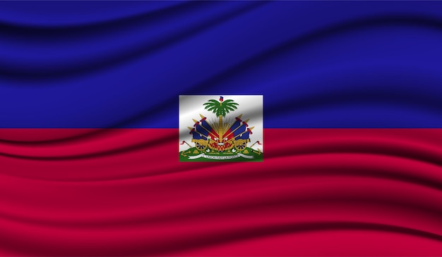 Silk Waving Flag of Haiti Silk Satin Texture Background