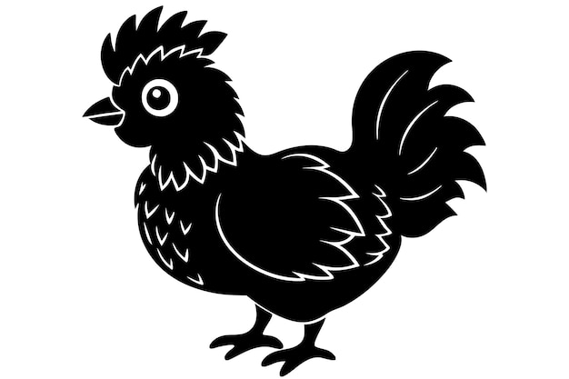 Vector silkie chicken kawaii silhouette vector e