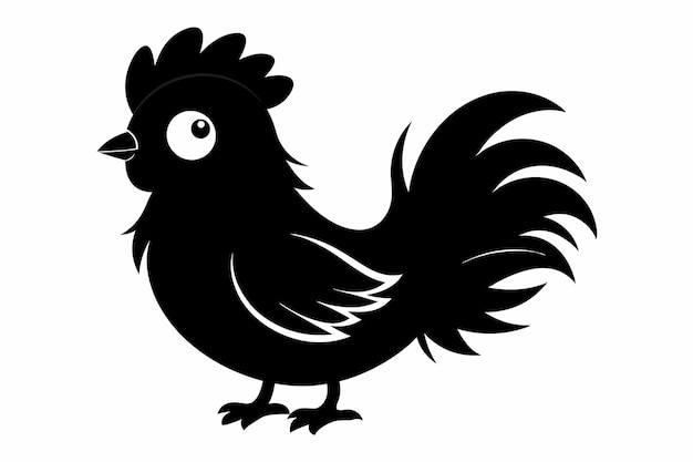 Vector silkie chicken kawaii silhouette vector h