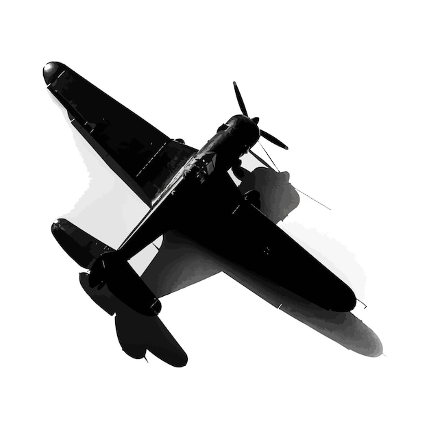 Vector sillhouette black plane isolated on white background