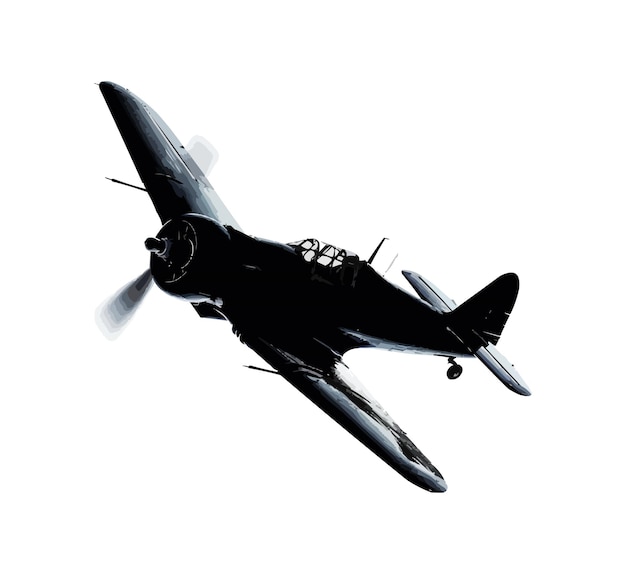 Vector sillhouette black plane isolated on white background