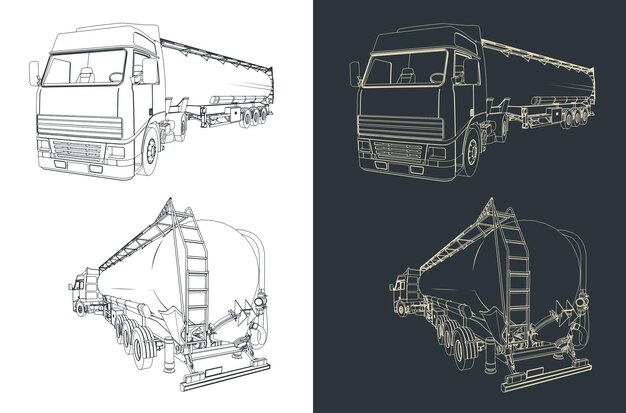 Vector silo truck illustrations