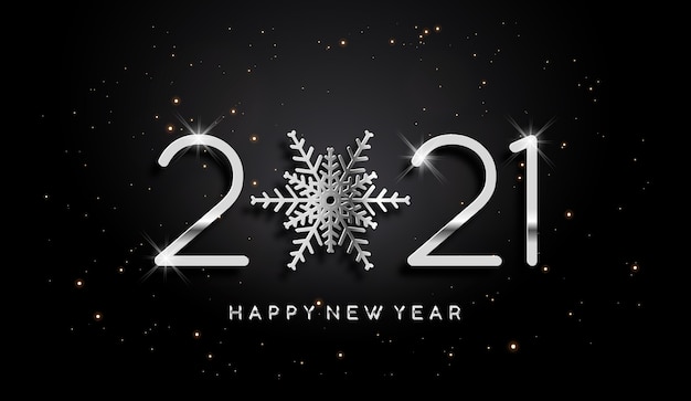 silver 2021 happy new year background with snowflake  