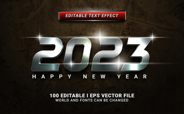 Silver 2023 happy new year text effect