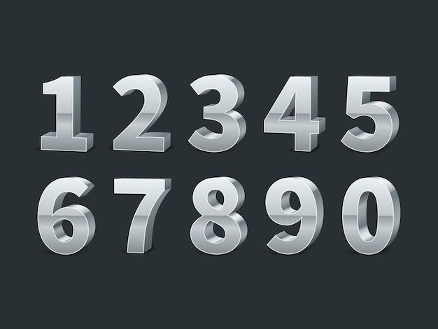 Silver 3d numbers on black background