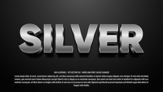 Silver 3d style editable text effect