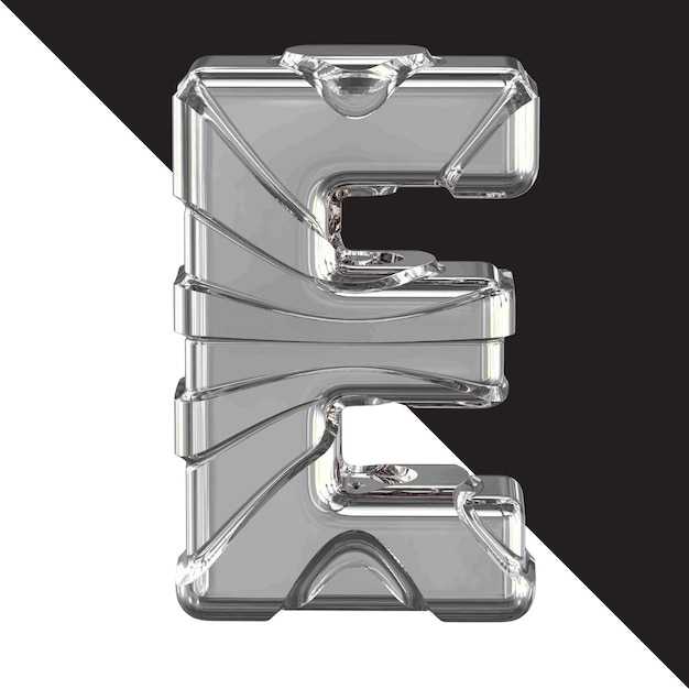 Silver 3d symbol with straps letter e