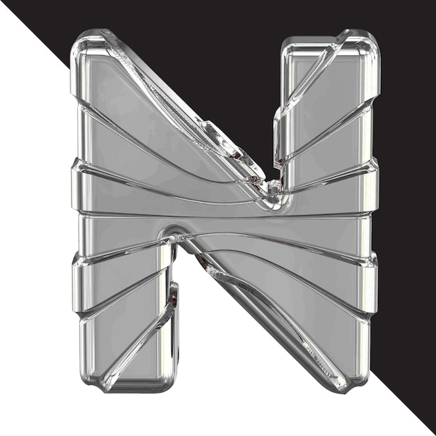 Vector silver 3d symbol with straps letter n