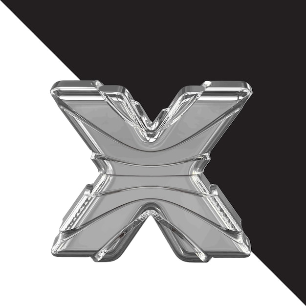 Silver 3d symbol with straps letter x