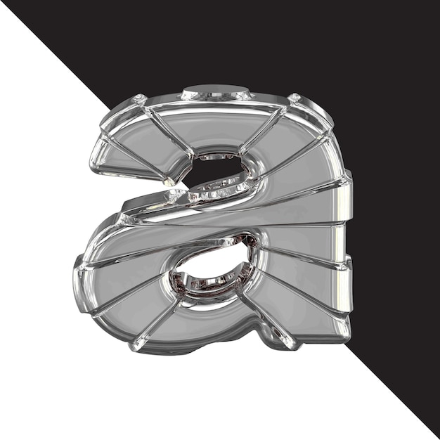 Vector silver 3d symbol with straps letter a