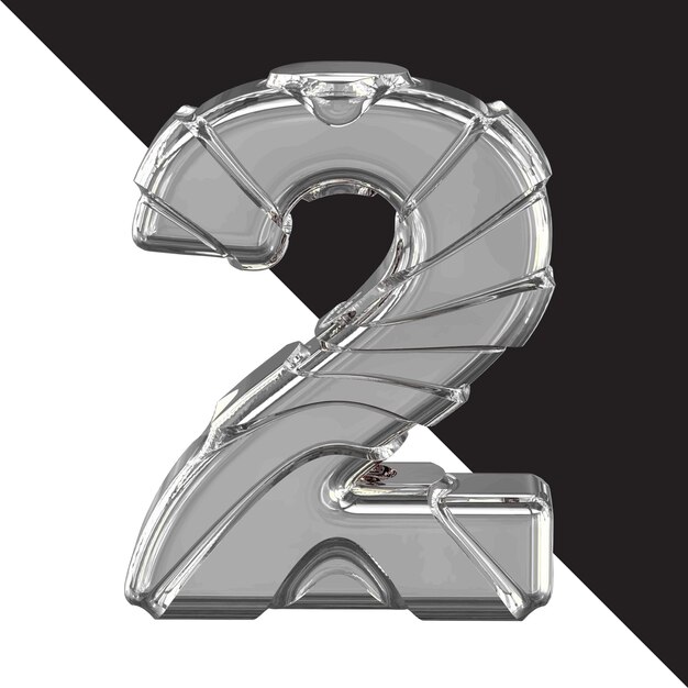 Silver 3d symbol with straps number 2