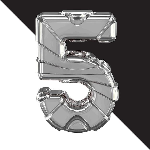 Silver 3d symbol with straps number 5